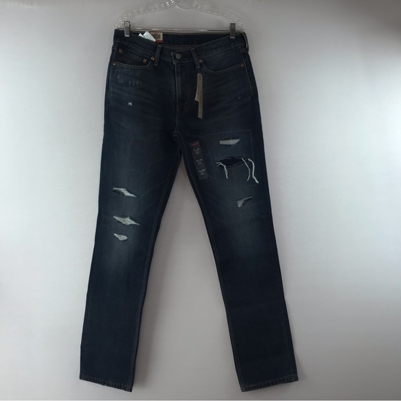 Levi's 511 Slim Medium Blue Distressed Denim Jeans Size 34/36 - Picture 9 of 10